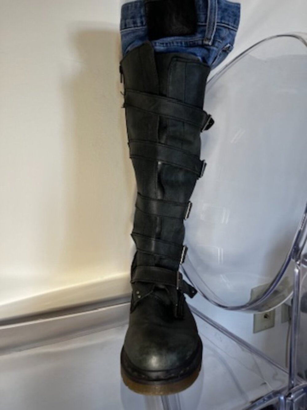 RARE Dr. Martens "Phina" 5 buckle-strap knee-high leather boots - Picture 2 of 15